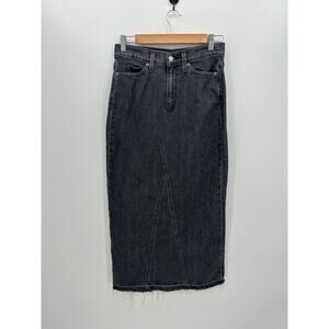 Levi Strauss Womens Black Denim Jean Maxi Skirt Size 0 Modest Church Fall Casual